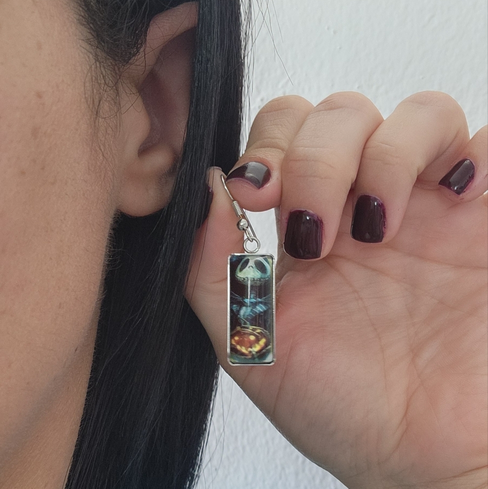 Jack Skellington Halloween Earrings Pumpkin Dangle Nightmare Before Christmas - Picture 8 of 11